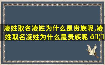 凌姓取名凌姓为什么是贵族呢,凌姓取名凌姓为什么是贵族呢 🦁 女生 🌴